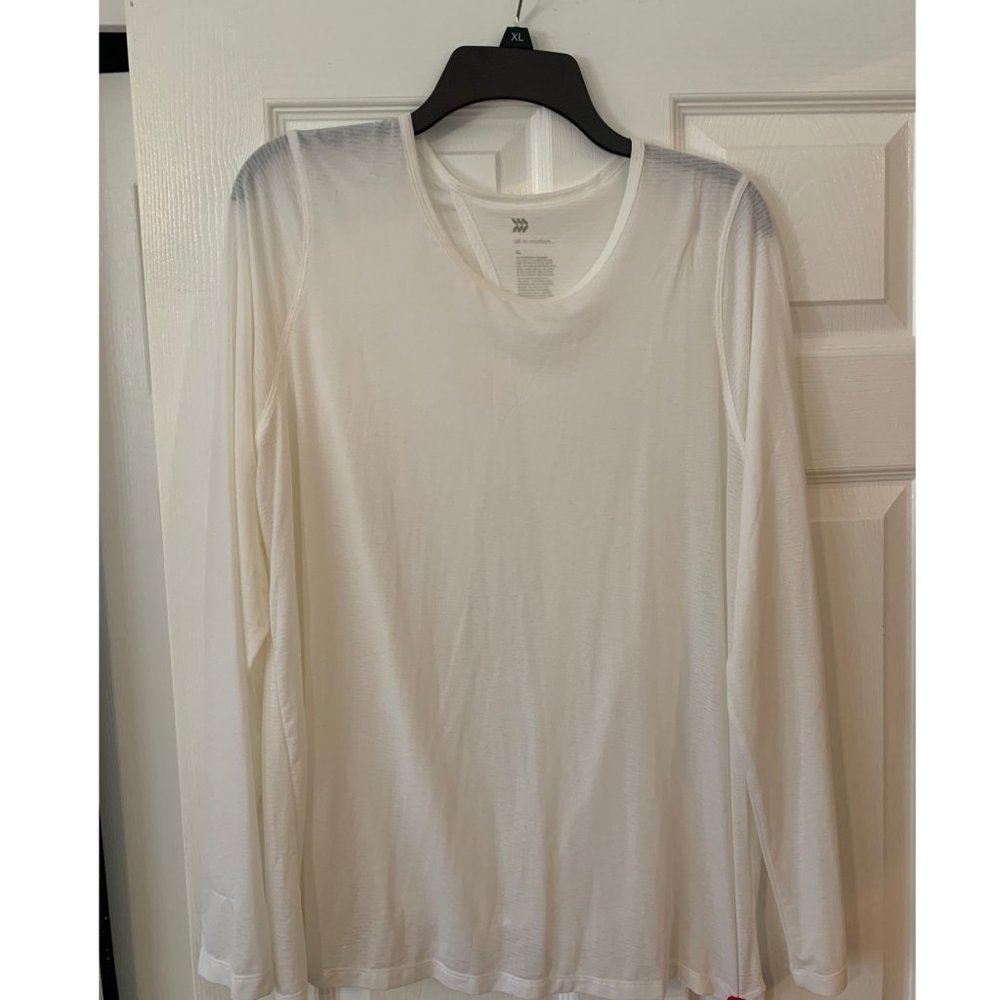 all in motion White Long Sleeve Scoop Neck Blouse Extra Large